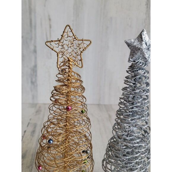 Golden wire sliver glitter tree star home decor Xmas set - Picture 3 of 9